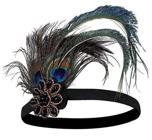 BABEYOND 1920s Flapper Peacock Feather Headband 20s Sequined Showgirl Headpiece peacock-1 [1540901552-66616] - $7.91