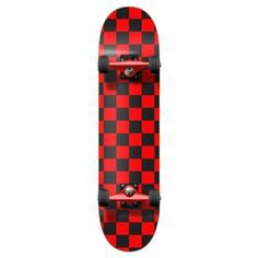 (1) Krown Rookie Checker Skateboard, Black/Pink Red, 7.75'