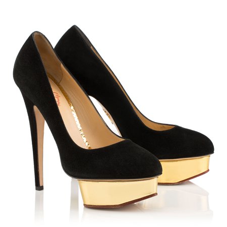 Dolly in Black and Gold - Pumps | Charlotte Olympia
