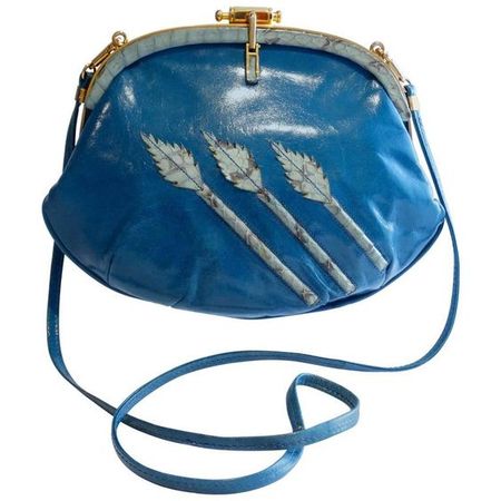 Nurhan 1970S Leather Shoulder Bag Evening Bag / Minaudière, Blue