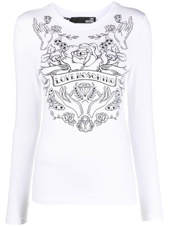 Love Moschino logo-print long-sleeved T-shirt - Farfetch