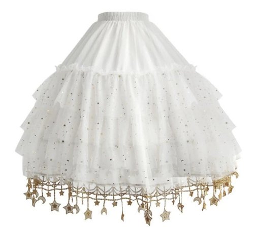 white petticoat skirt with gold stars