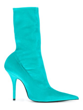 BALENCIAGA Turquoise Blue Velvet Knife 120 sock boots