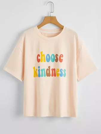 Rainbow Letter Graphic Tee | ROMWE