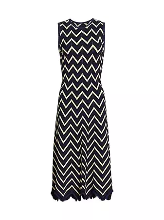 Shop Shoshanna Leia Chevron Stripe Midi Dress | Saks Fifth Avenue