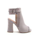 Qupid Women Shoes Everly-22 Light Grey Perforated Peep Toe Bootie
