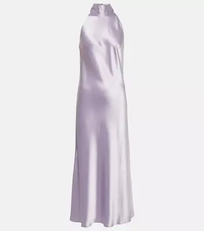 Sienna Satin Midi Dress in Purple - Galvan | Mytheresa