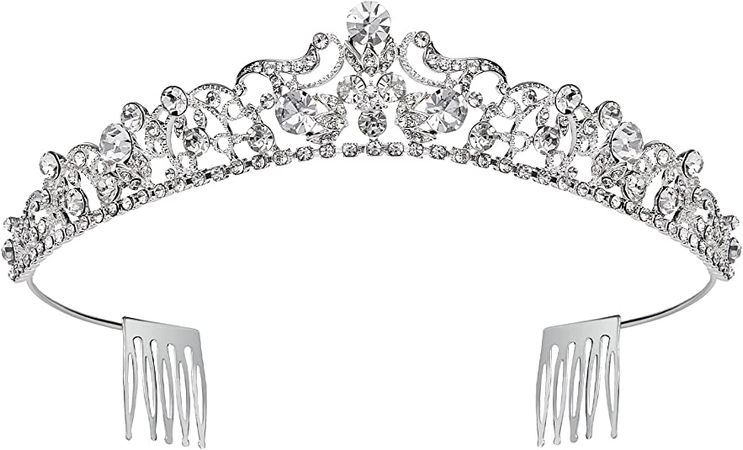 SWEETV Silver Wedding Tiaras and Crowns with Comb, Rhinestone Bridal Crown Princess Tiara Headpieces for Women and Flower Girls : Beauty & Personal Care