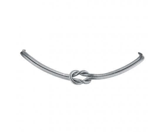 SilverTone Snake Chain Double Row Fashion Choker Necklace - Necklaces