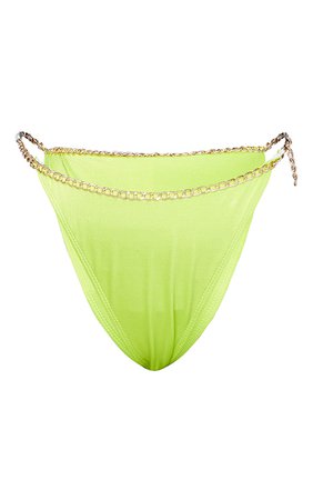 Lime Chain Trim Bikini Bottoms | PrettyLittleThing USA