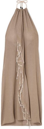 SU Paris - Tina Fringed Cotton-gauze Halterneck Dress