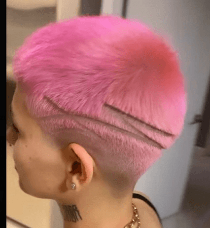 pink buzz cut
