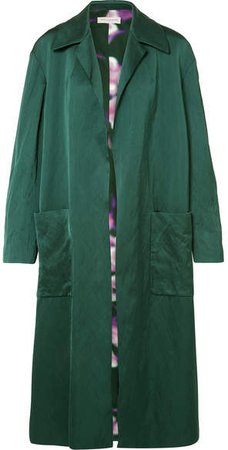 Oversized Satin Coat - Green