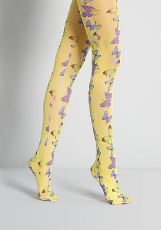 Sun Drenched Flutter-By Tights Yellow Multi | ModCloth