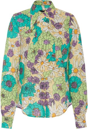 Marc Jacobs Floral-Print Cotton-Blend Button-Front Shirt Size: 0
