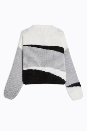 Knitted Colour Block Cropped Jumper | Topshop