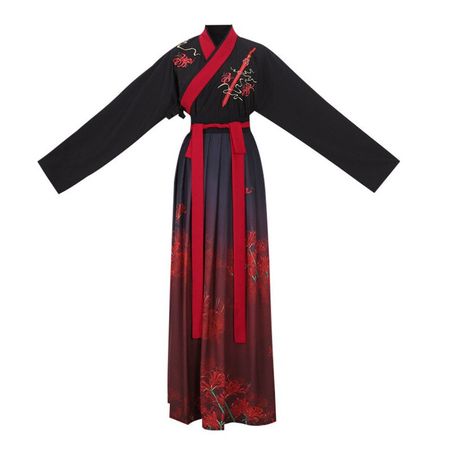 Black and Red Shore Flower Martial Arts Wind Hanfu - Etsy