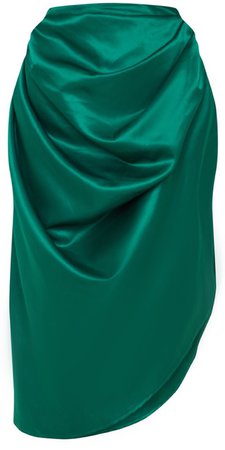 green satin skirt PLT
