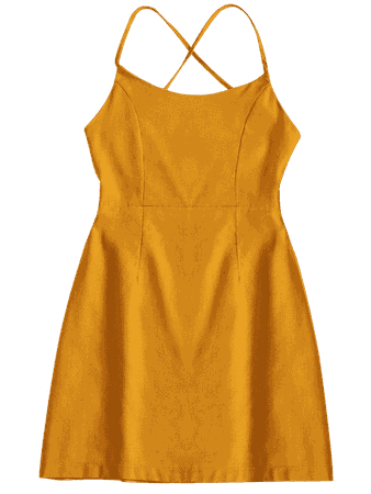[HOT] 2019 Back Zipper Criss Cross Slip Mini Dress In EARTHY S | ZAFUL CA