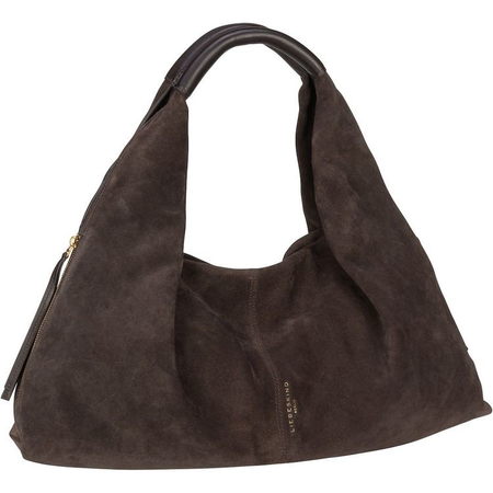 dark brown suede slouch bag