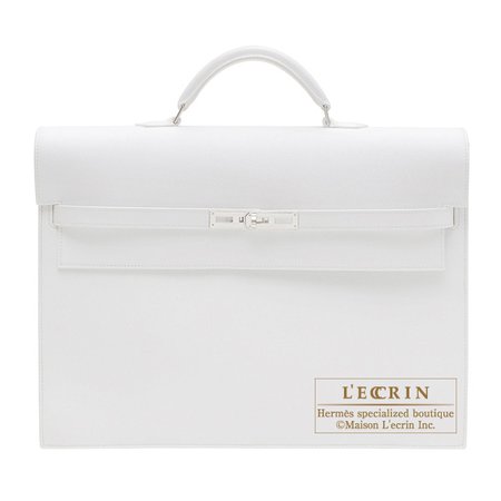 Hermes Kelly depeche 38 briefcase White Epsom leather Silver hardware