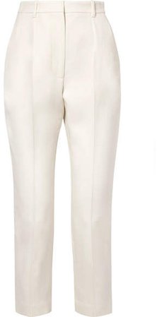 Cropped Wool-blend Straight-leg Pants - Ivory