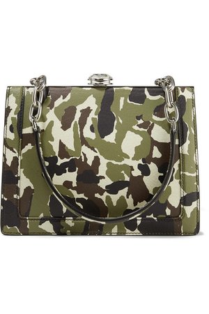 Miu Miu | Solitaire camouflage-print textured-leather shoulder bag | NET-A-PORTER.COM