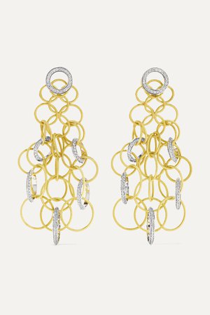 Gold Hawaii 18-karat yellow and white gold diamond earrings | Buccellati | NET-A-PORTER