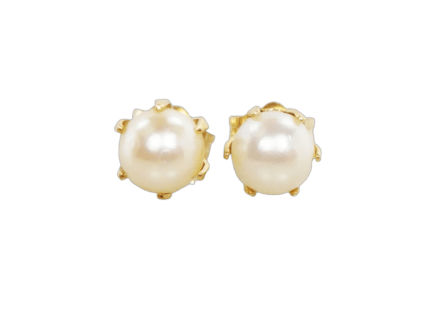 Vintage 14k Pearl Stud Earrings, 6.3 mm Post Back Pearl Earrings, June Birthstone, 14k Gold Stud Earrings, White Cultured Pearl Studs