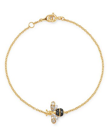 Bloomingdale's Black & White Diamond Bumble Bee Bracelet in 14K Yellow Gold, 0.16 ct. t.w. - 100% Exclusive | Bloomingdale's