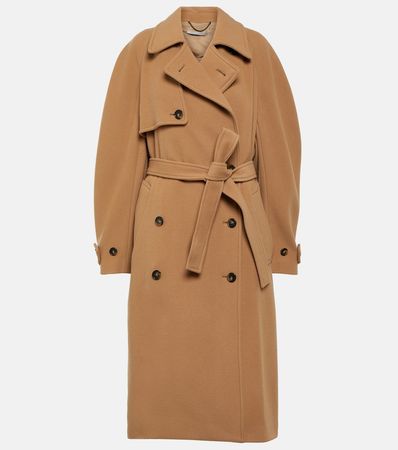 Double Breasted Wool Coat in Brown - Stella Mc Cartney | Mytheresa