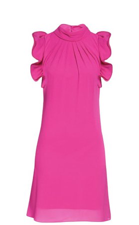 hot pink ruffle sleeve sundress