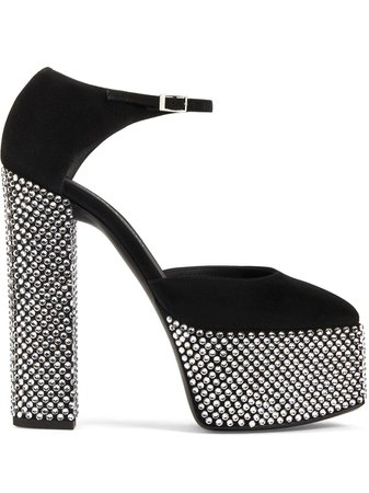 Black & silver Giuseppe Zanotti crystal-embellished platform sandals - Farfetch