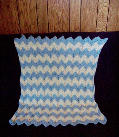 Crochet Baby Blanket Chevron Design Light Blue And White | Etsy