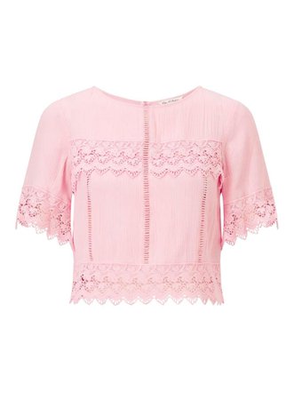 Pink Cutwork Angel Sleeve Blouse - Shirts & Blouses - Clothing - Miss Selfridge