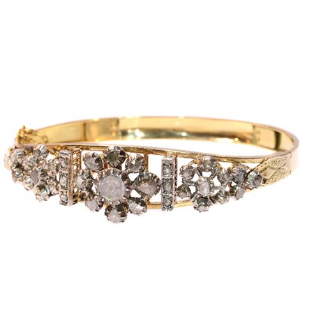 Late Victorian diamond bracelet 18K yellow gold - 37 rose cut diamonds