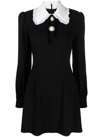 alessandra rich black collar mini dress