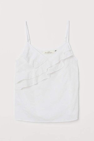 Camisole Top with Flounces - White