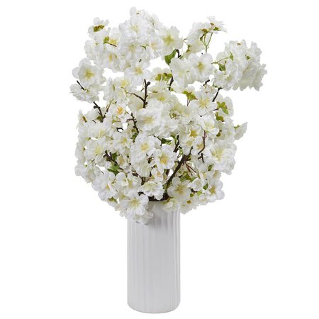 House of Hampton Artificial Cherry Blossom Floral Arrangement in Vase | Wayfair