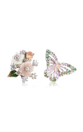 Butterfly Bouquet 18k White Gold Multi-Stone Earrings By Anabela Chan | Moda Operandi
