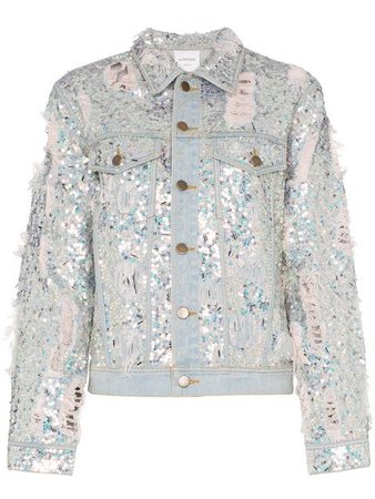 Ashish sequin embellished ripped denim jacket $1,939 - Shop SS19 Online - Fast Delivery, Price