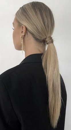 long blonde hair sleek ponytail