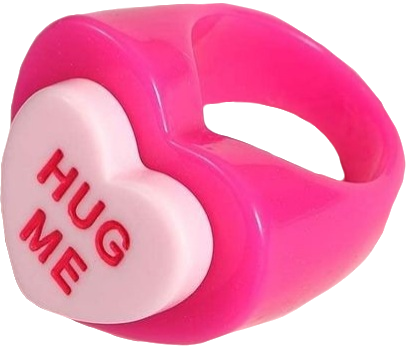 pink "hug me" sweetheart ring