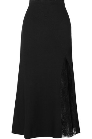 Givenchy | Lace-paneled crepe midi skirt | NET-A-PORTER.COM