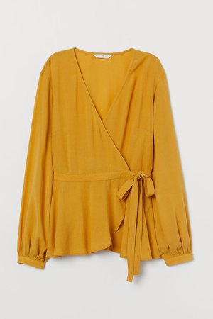 Wrapover Blouse - Dark yellow - Ladies | H&M US