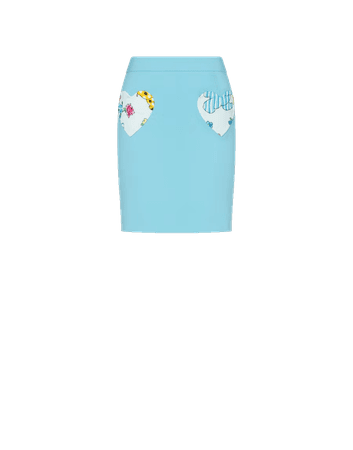 Moschino Calico Animals Details Crepe Skirt Light Blue (Dei5 Edit)