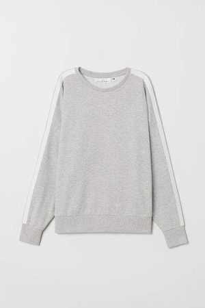 Sweatshirt with Sleeve Stripes - Gray