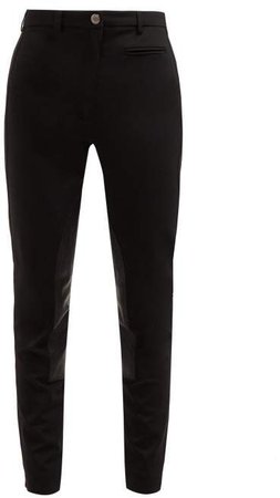 Lambskin Panel Stretch Crepe Trousers - Womens - Black
