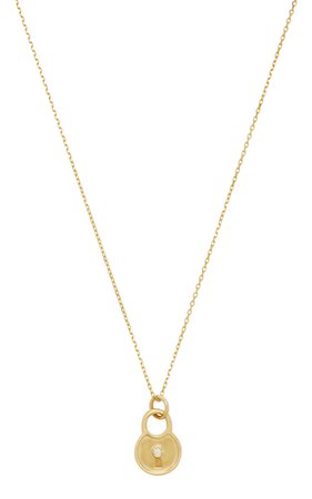 18K Gold Diamond Round Lock Charm Necklace by Monica Rich Kosann | Moda Operandi