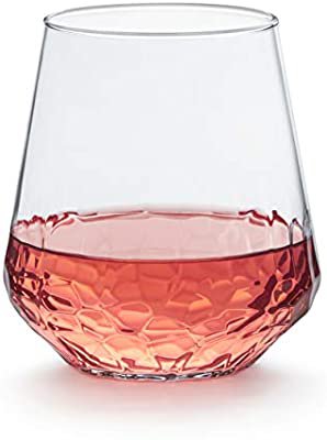 Amazon.com | Libbey Hammered Base All-Purpose Stemless Wine Glasses, Set of 8: Wine Glasses